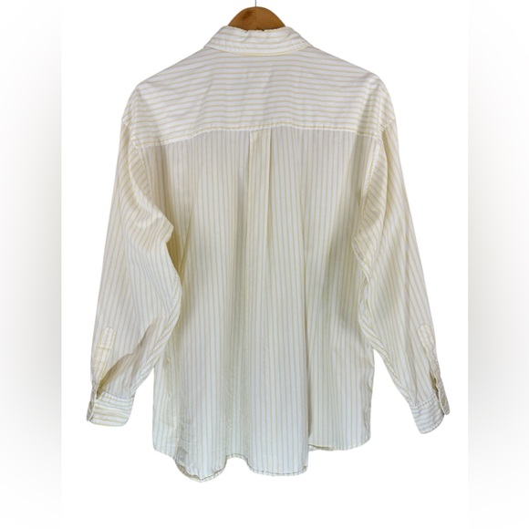 J.Crew Cotton Striped Shirt Women’s Size L Yellow White Button Front - Picture 2 of 8